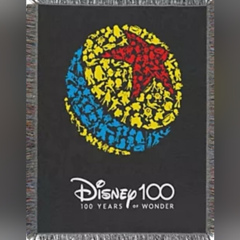 DISNEY, 100 ANNIVERSARY METALLIC WOVEN TAPESTRY THROW, #605 OF 1403,LIMITED ED.